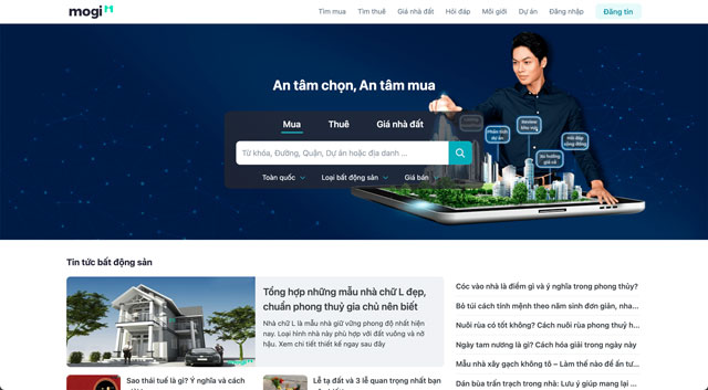 Mẫu trang web bất động sản Mogi.vn - Trang web mua bán nhà đất với nhiều thông tin hữu ích