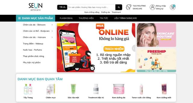 Mẫu thiết kế website mỹ phẩm đẹp Seun Skincare