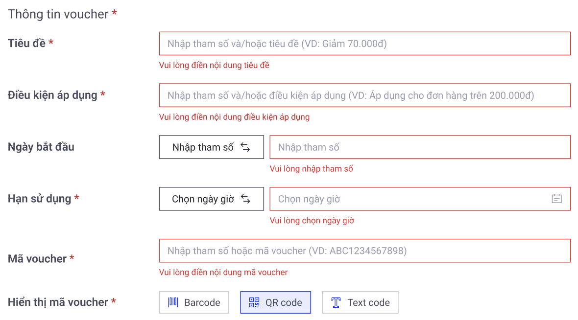ZNS Voucher Template Là Gì? Cách Tạo Và Sử Dụng ZNS Voucher Template 6 Điền thông tin voucher zns voucher template