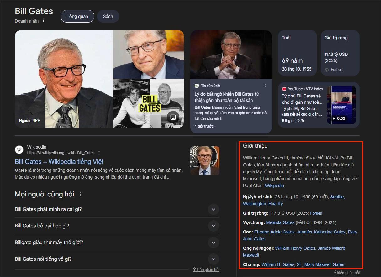 Profile page snippet