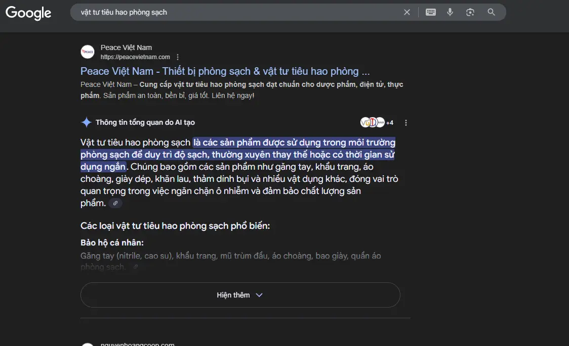 Thực hiện seo từ khóa dài cho dự án peace việt nam