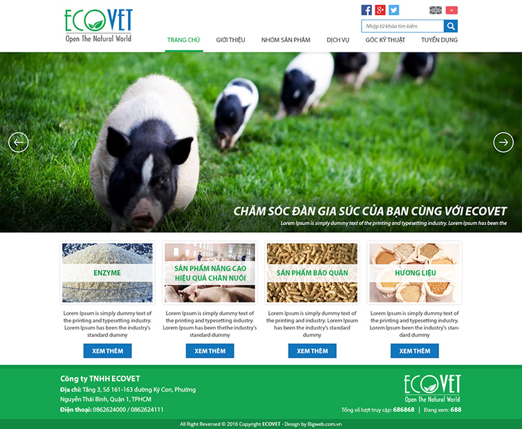 Thiết kế website bán thức ăn chăn nuôi chuyên nghiệp, chuẩn seo