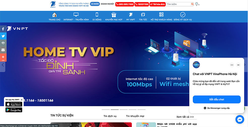 Thiết kế website dịch vụ lắp đặt internet