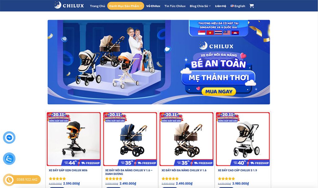 Thiết kế web bán xe đẩy cho bé