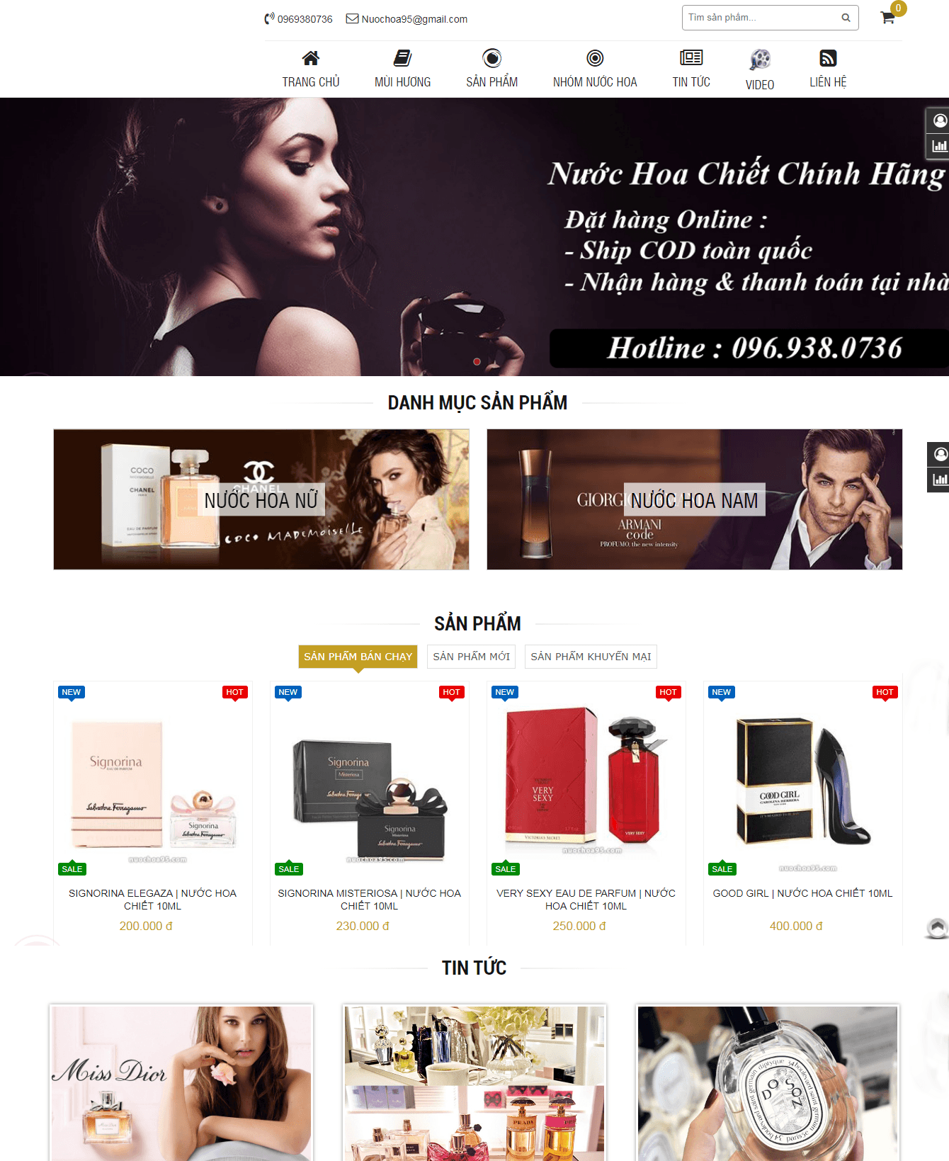 Thiết kế website bán nước hoa