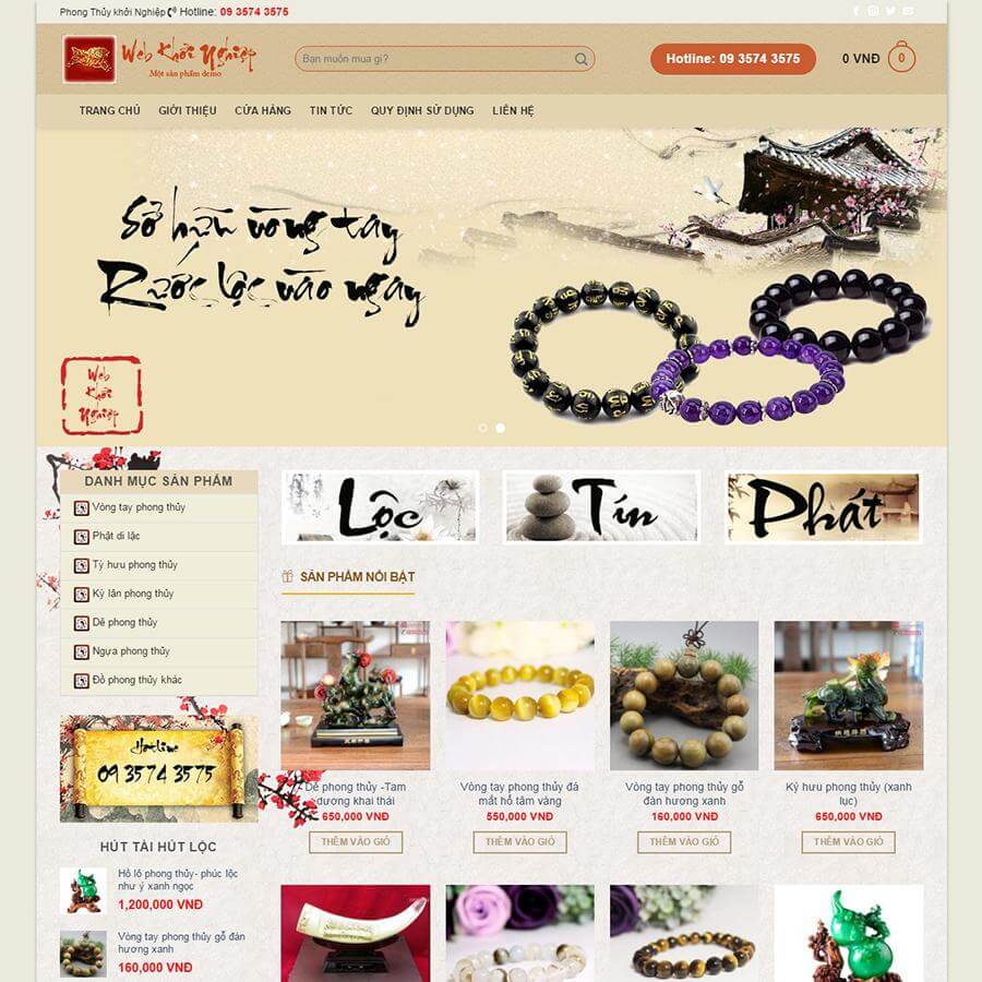 Thiết kế website bán đồ phong thủy