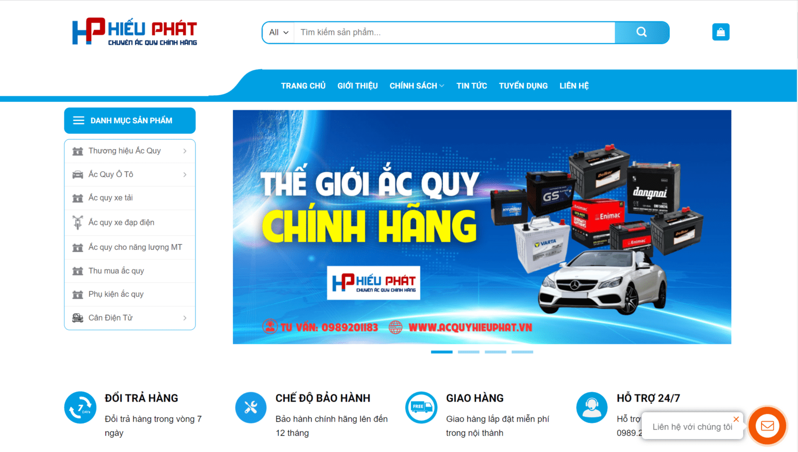 Thiết kế website bán ắc quy