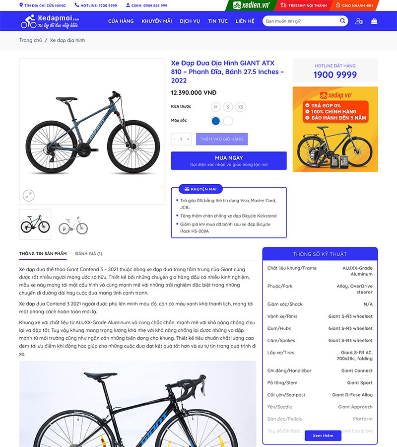 Thiết kế website bán xe đạp