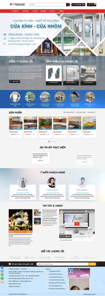 Thiết kế website nhôm kính