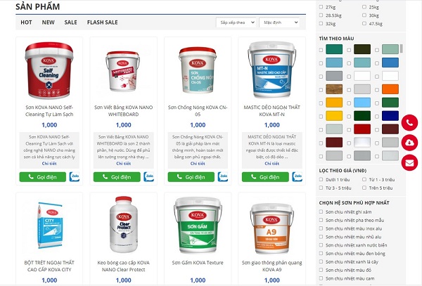 Thiết kế web các loại sơn