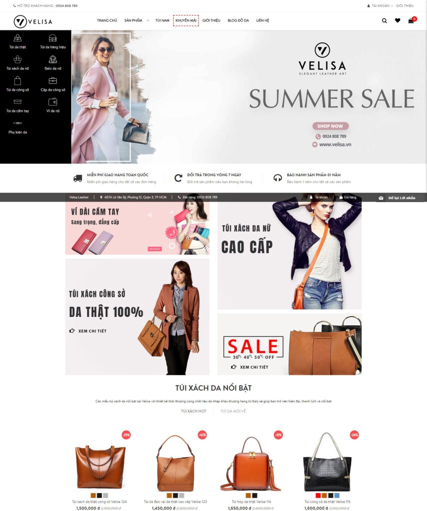 Thiết kế website bán túi xách