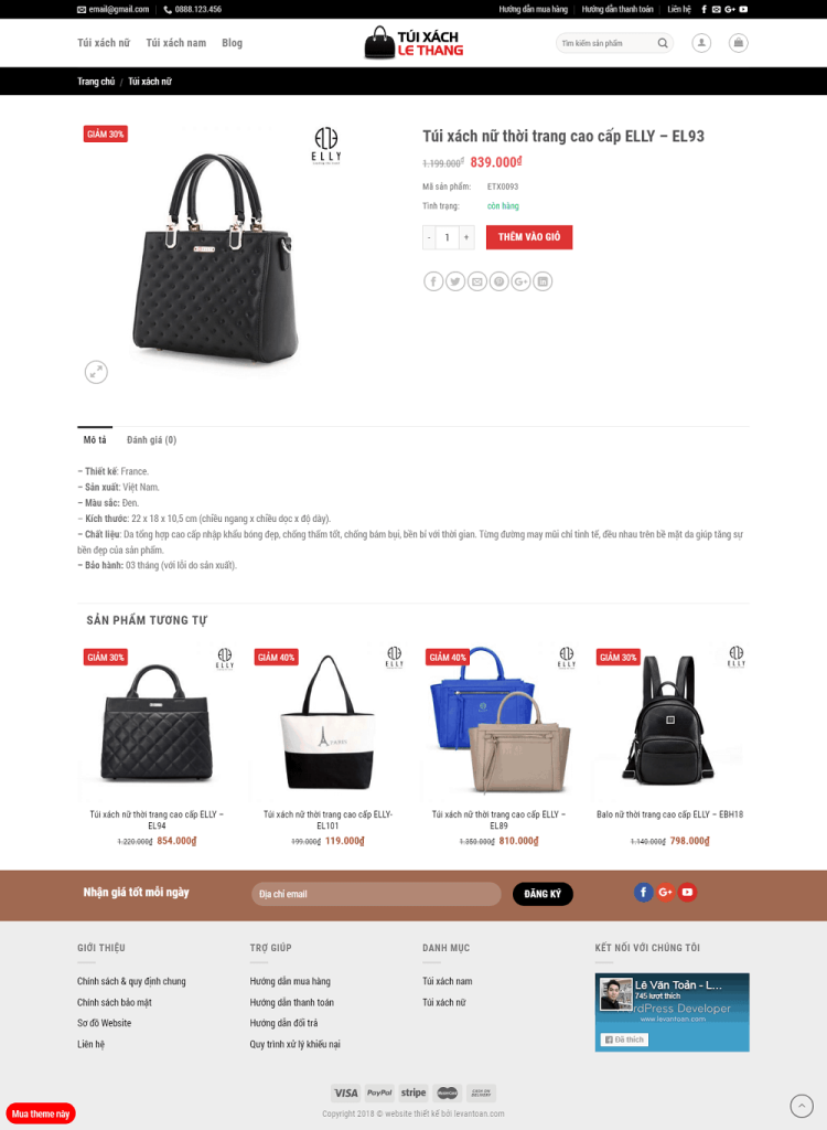 Thiết kế website bán túi xách