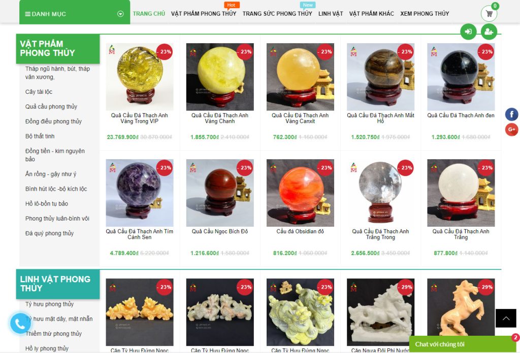 Thiết kế website bán đồ phong thủy