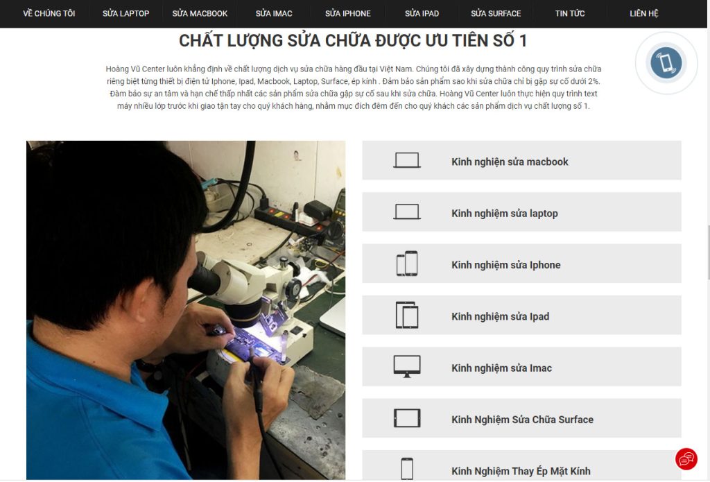 Thiết kế website cửa hàng sửa chữa máy tính chuyên nghiệp