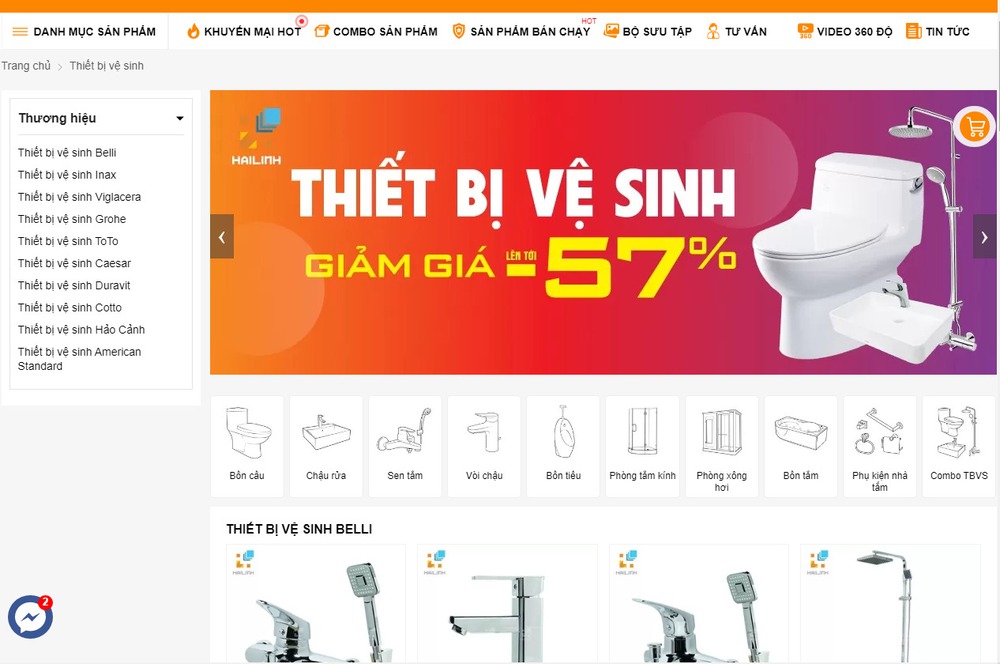 Thiết kế website kinh doanh thiết bị nhà tắm