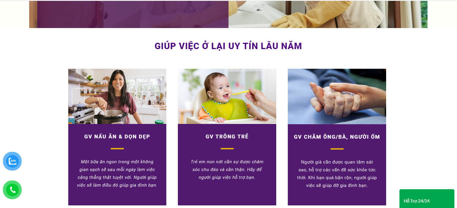 Thiết kế website dịch vụ giúp việc chuyên nghiệp