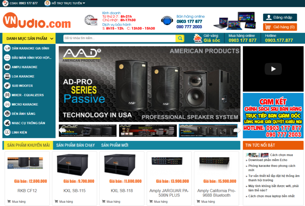 Thiết kế website dịch vụ âm thanh, ánh sáng chuyên nghiệp