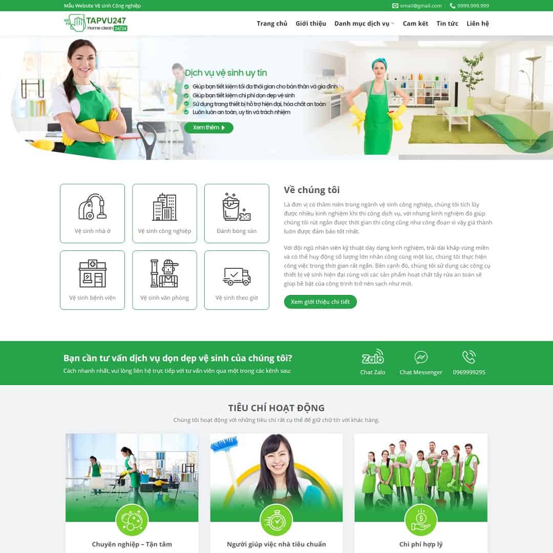 Thiết kế website dịch vụ vệ sinh chuyên nghiệp