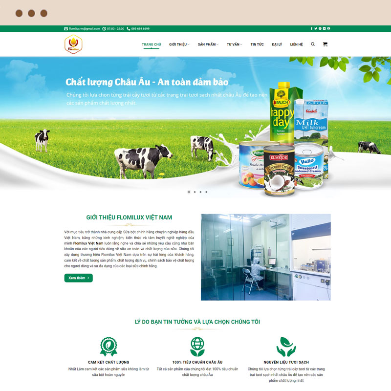 Thiết kế website bán sữa