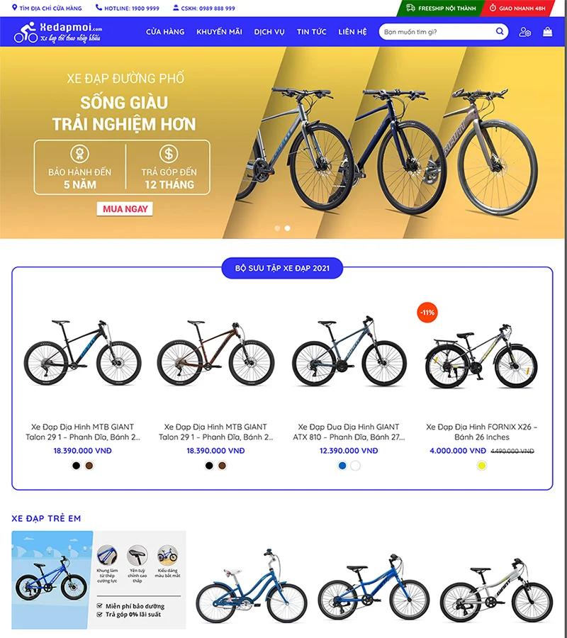 Thiết kế website bán xe đạp