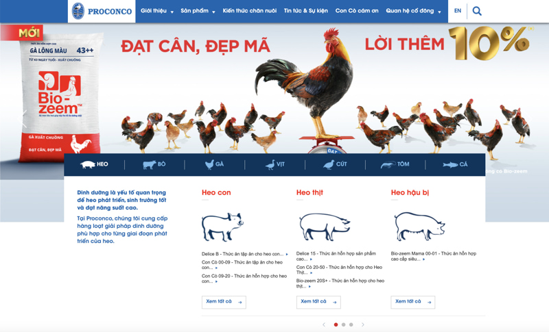Thiết kế website bán thức ăn chăn nuôi chuyên nghiệp, chuẩn seo