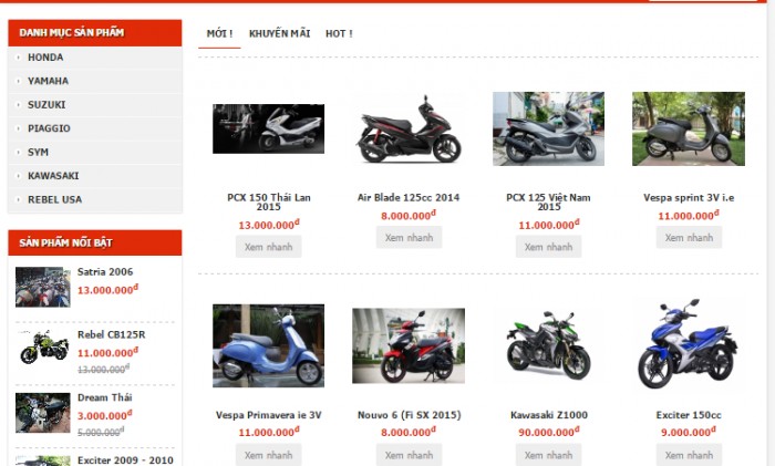 Thiết kế website bán xe máy chuyên nghiệp