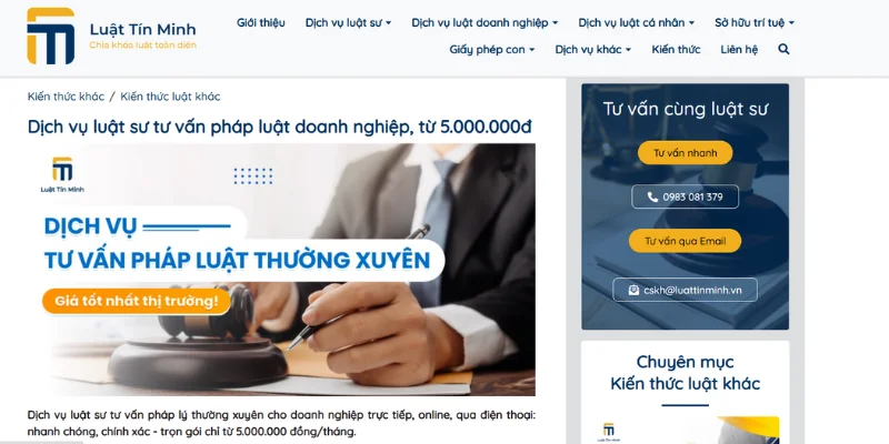 Mẫu thiết kế website tư vấn luật sư cá nhân
