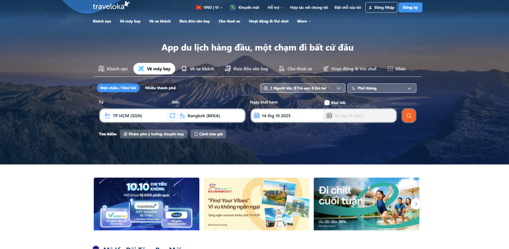 Mẫu thiết kế website bán vé máy bay – traveloka