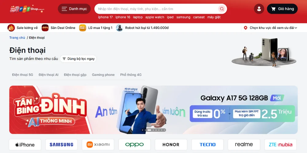 Mẫu thiết kế website công ty bán điện thoại – fpt shop