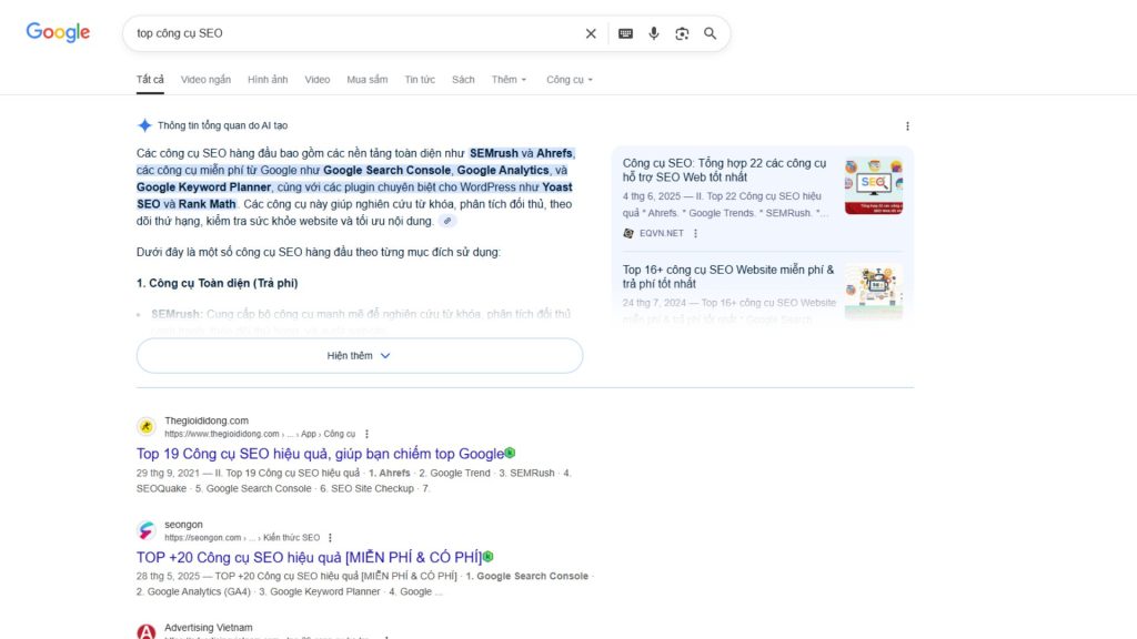 Tối Ưu AIO 2025: Checklist Toàn Diện Cho Google 13 Ví dụ aio