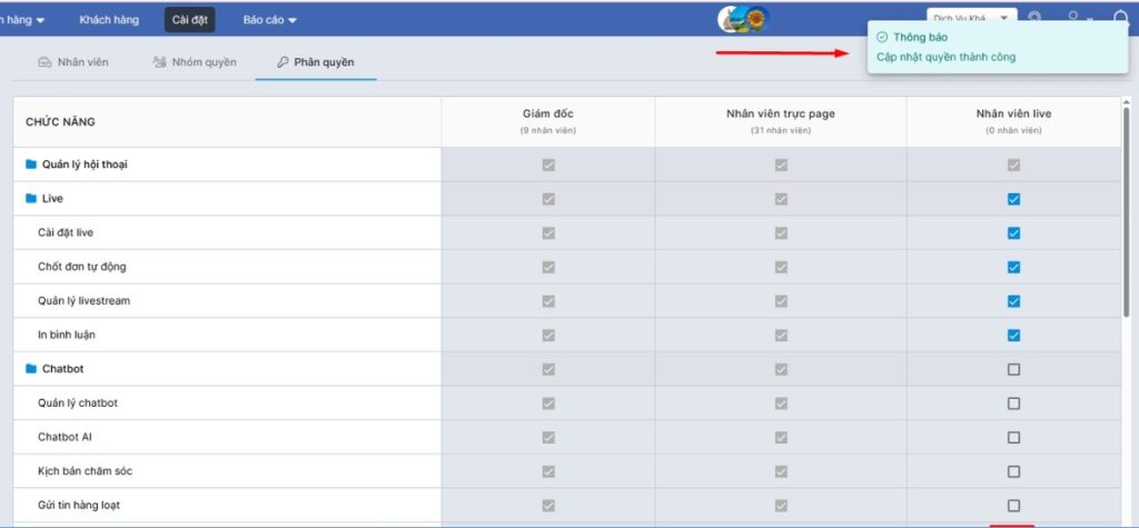 Giải pháp quản lý Zalo nhân viên hiệu quả dành cho chủ shop hiện đại 21 Phân quyền nhân viên linh hoạt trên vpage