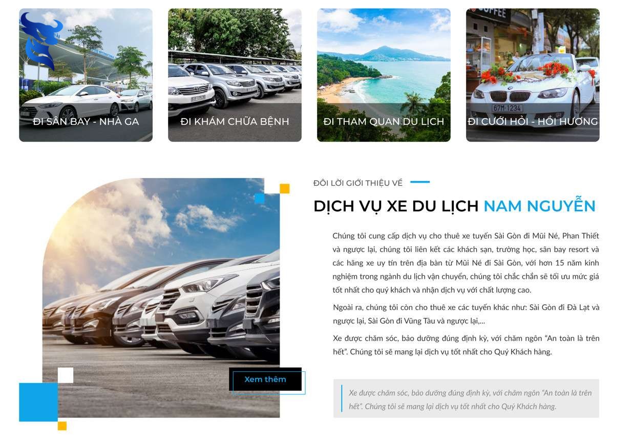 Dịch vụ thiết kế website cho thuê xe du lịch chuyên nghiệp hiện đại