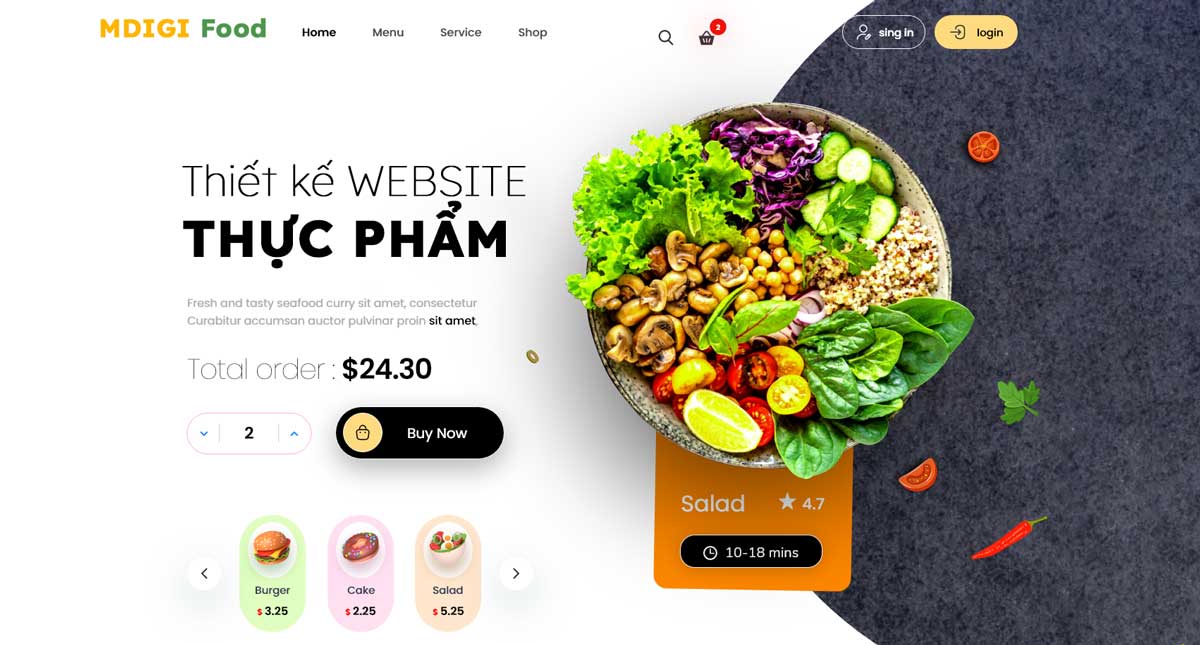 Thiết kế website thực phẩm sạch chuyên nghiệp hiện đại hút khách