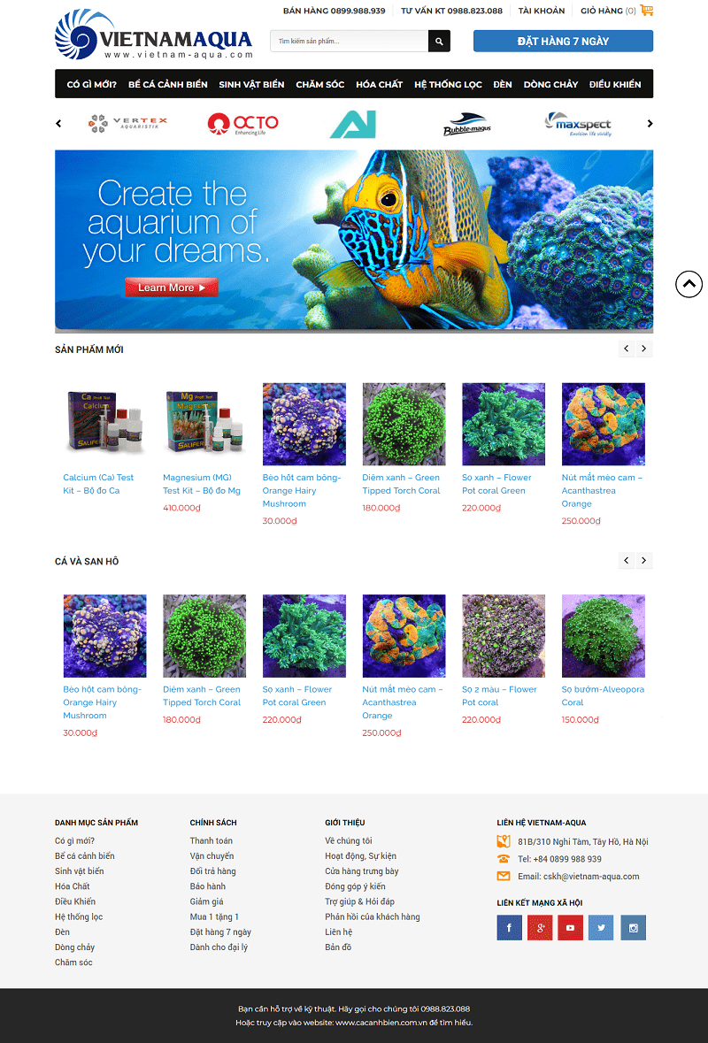 Thiết kế website bán cá cảnh, cây trang trí thủy sinh chuyên nghiệp hiện đại