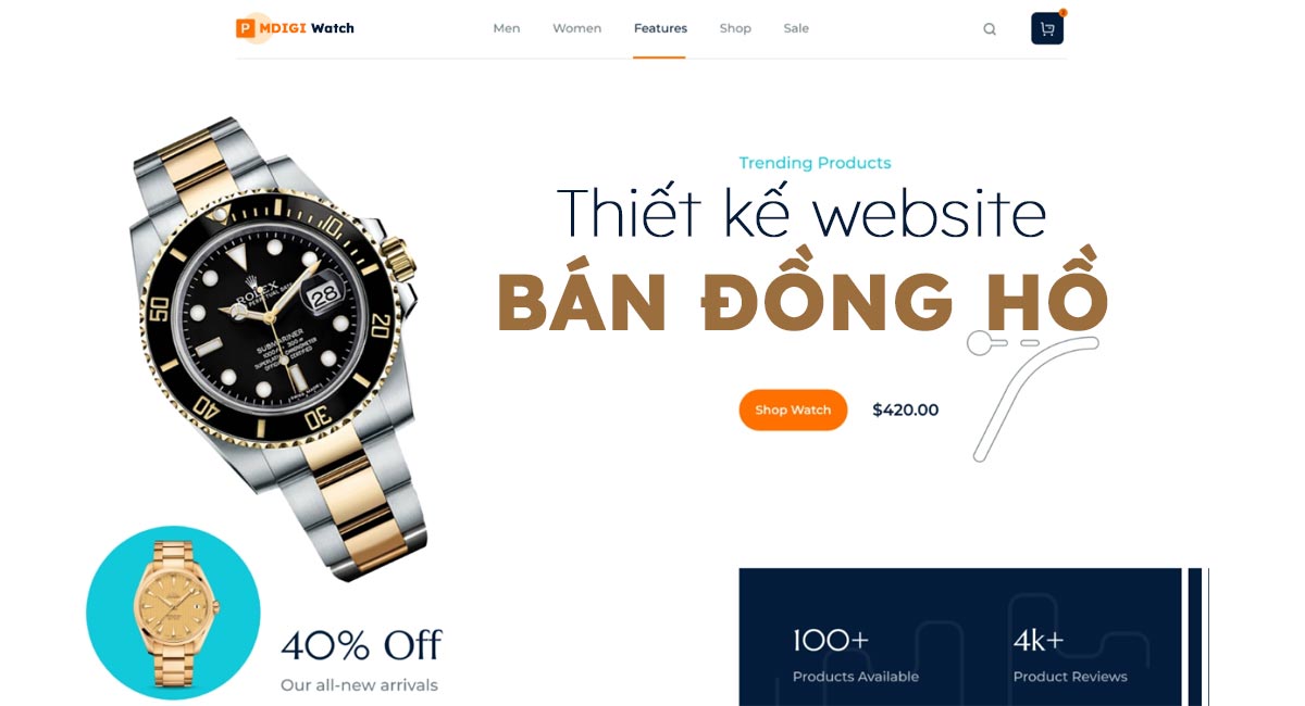 Thiết kế website bán đồng hồ cao cấp, hiện đại