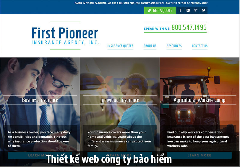 Thiết kế website công ty bảo hiểm hiện đại