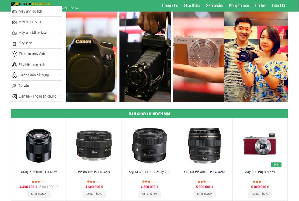 Thiết kế website mua bán Máy ảnh, Camera chuyên nghiệp hiện đại