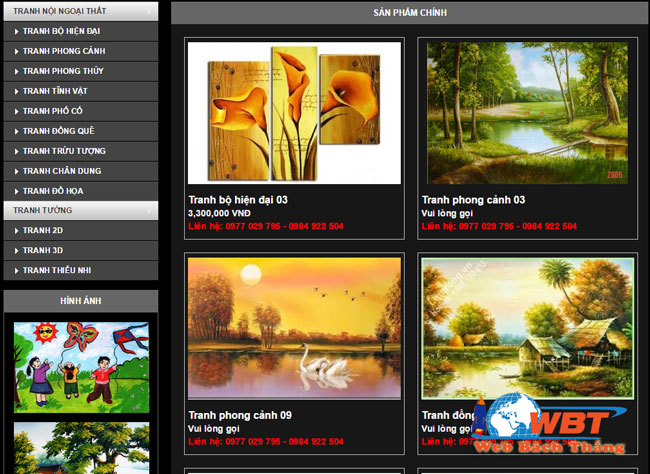 Dịch vụ thiết kế website bán tranh nghệ thuật treo tường