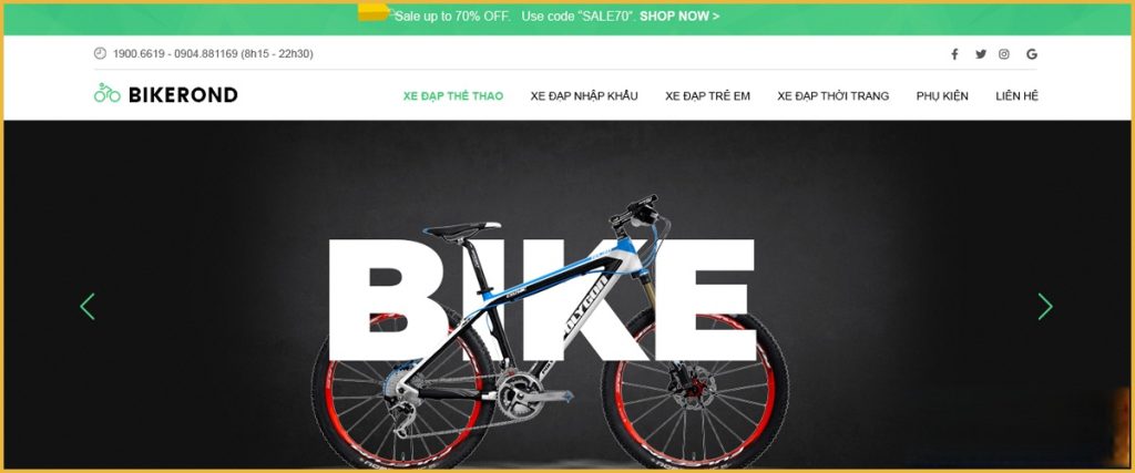 Thiết kế website bán xe đạp địa hình đẹp chuyên nghiệp giá rẻ