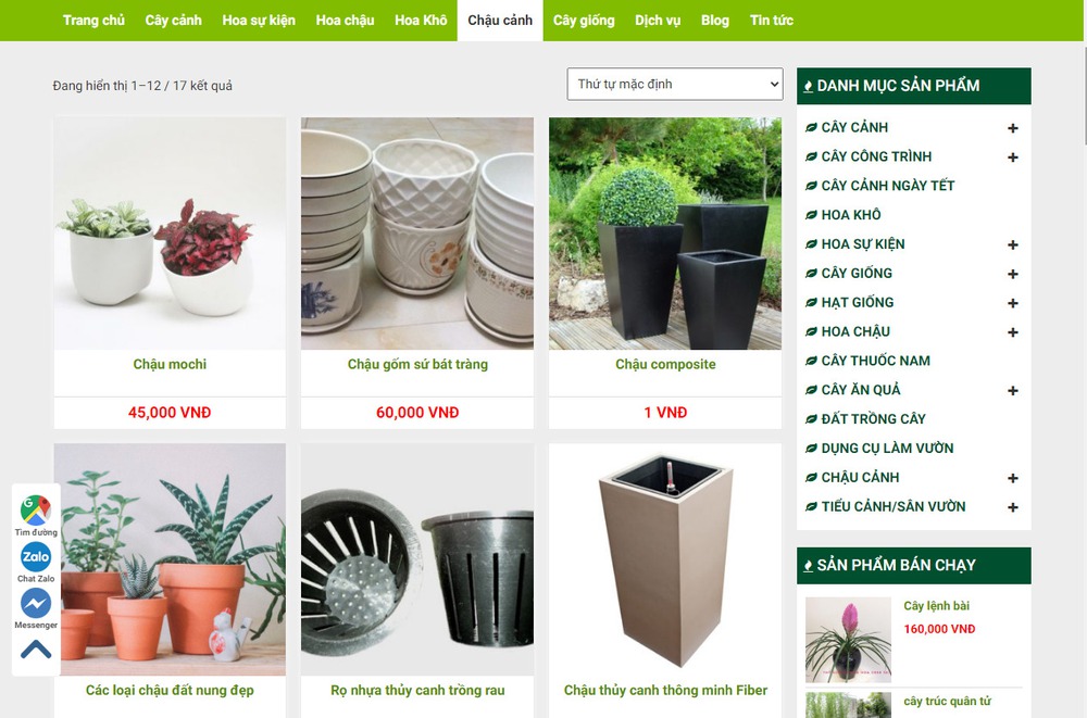 Thiết kế website bán cây cảnh, cây phong thủy, để bàn hiện đại ấn tượng sang trọng