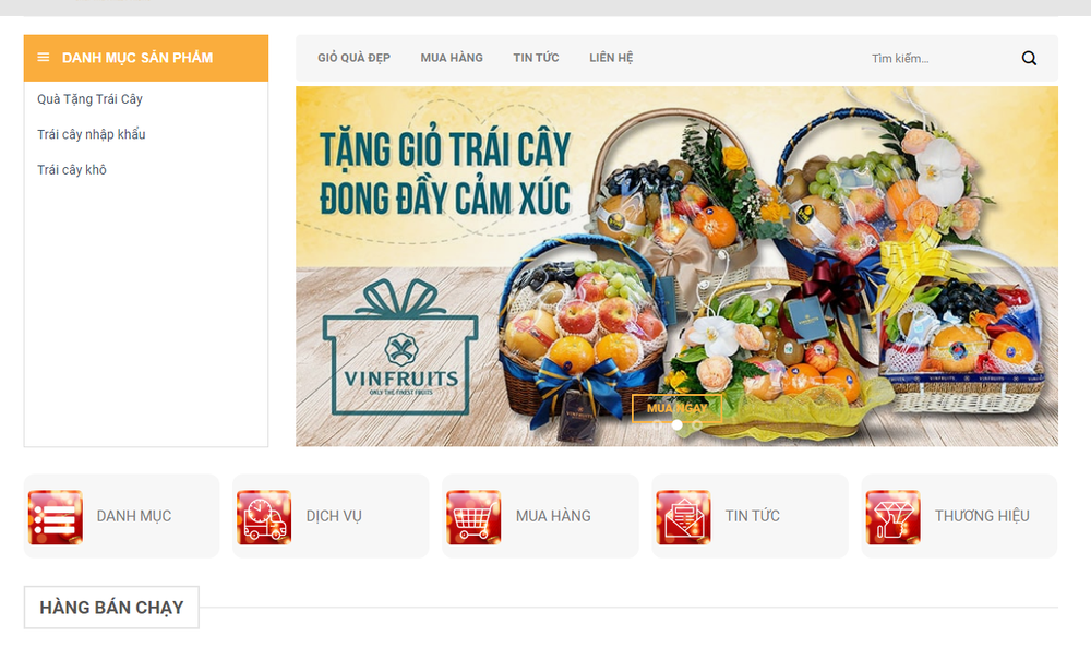Thiết kế website bán hoa quả, trái cây tươi hiện đại chuyên nghiệp