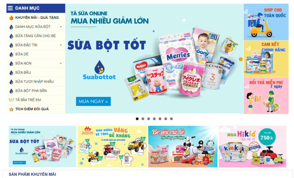 Thiết kế website bán sữa bột, sữa tươi hiện đại chuyên nghiệp