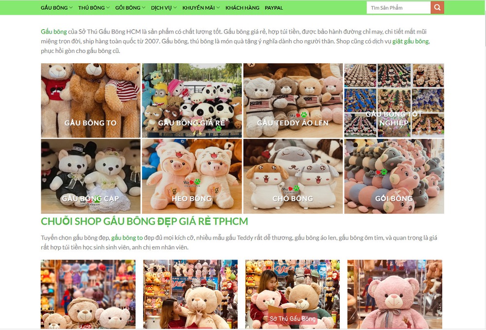 Thiết kế website bán thú bông, gấu bông hiện đại chuyên nghiệp