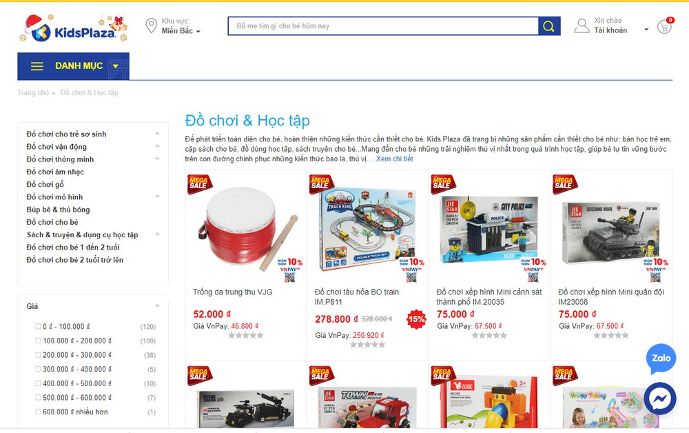 Thiết kế website đồ chơi trẻ em online ấn tượng hiện đại, tính năng ưu việt