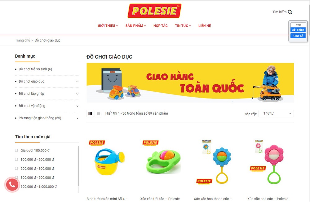 Thiết kế website đồ chơi trẻ em online ấn tượng hiện đại, tính năng ưu việt
