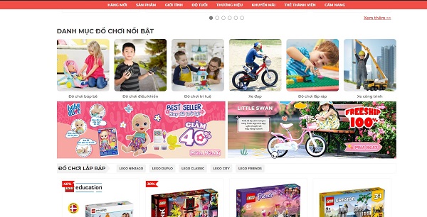 Thiết kế website đồ chơi trẻ em online ấn tượng hiện đại, tính năng ưu việt