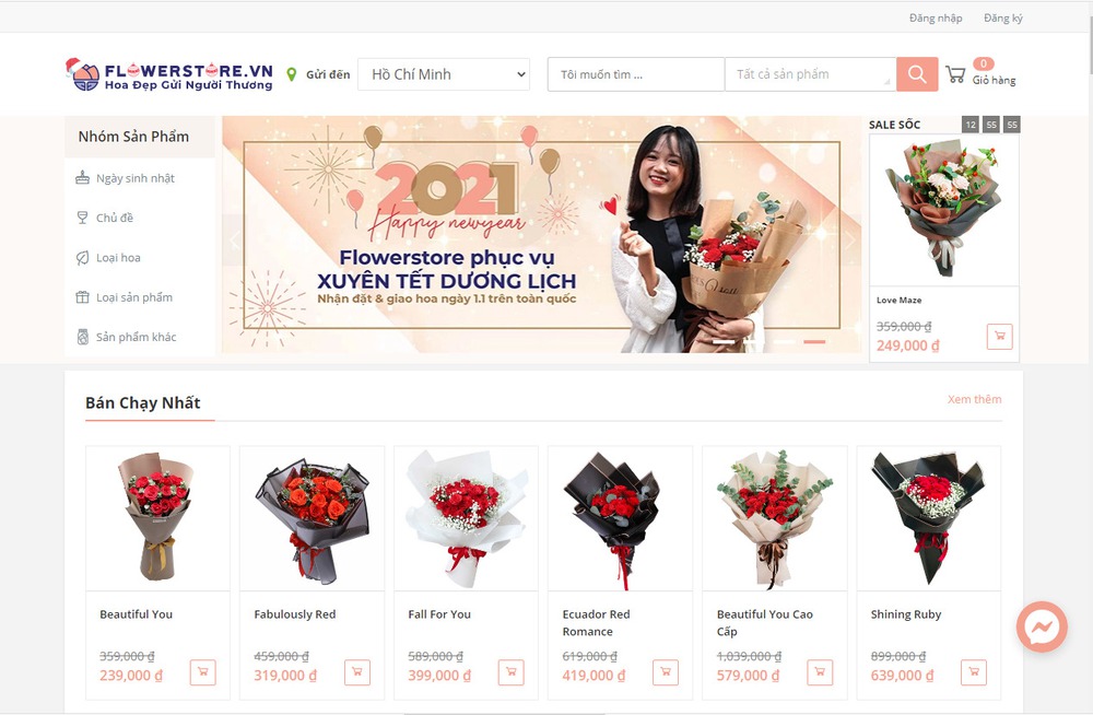 Thiết kế website bán hoa tươi online xinh xắn chuyên nghiệp, đẹp mắt