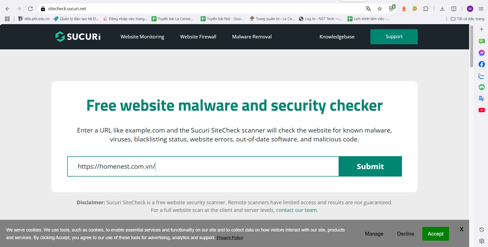 Nhập tên miền: Gõ địa chỉ website của bạn vào ô tìm kiếm.