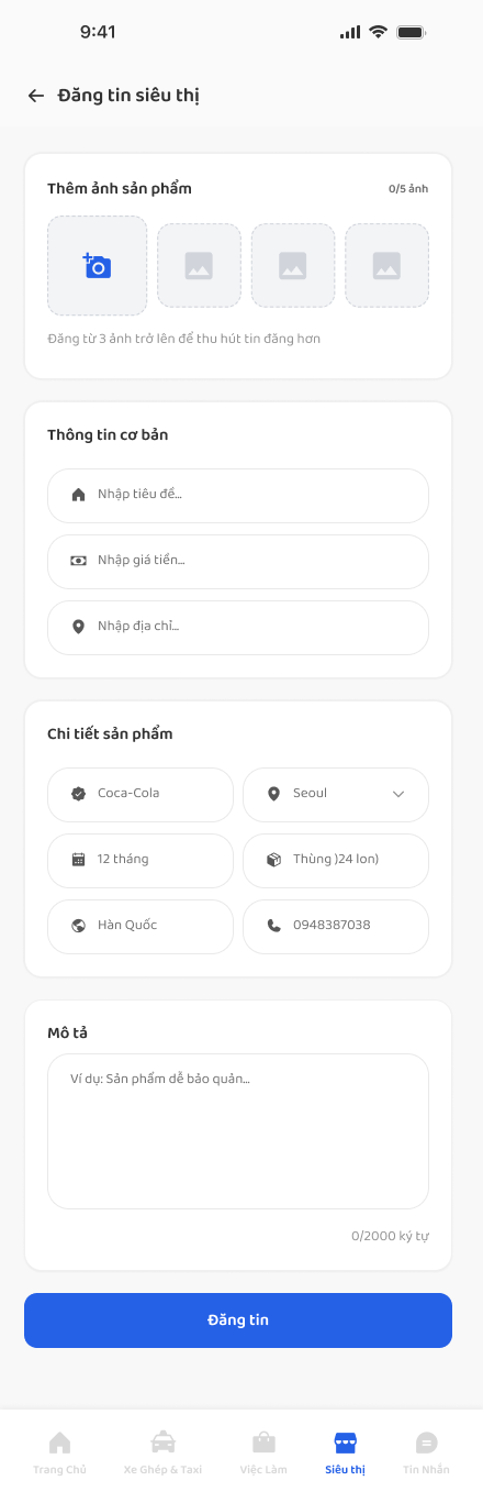 Đăng tin siêu thị